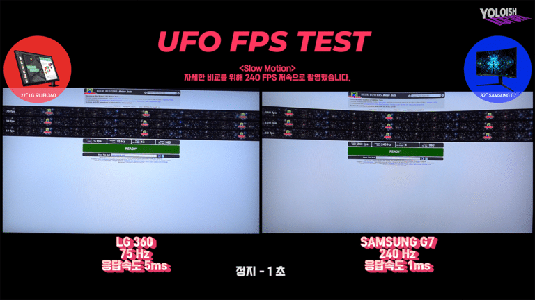 LG monitor 360 27qn880 75hz 5ms vs samsung g7 240hz 1ms gaming monitor ufo frequency stop 1s